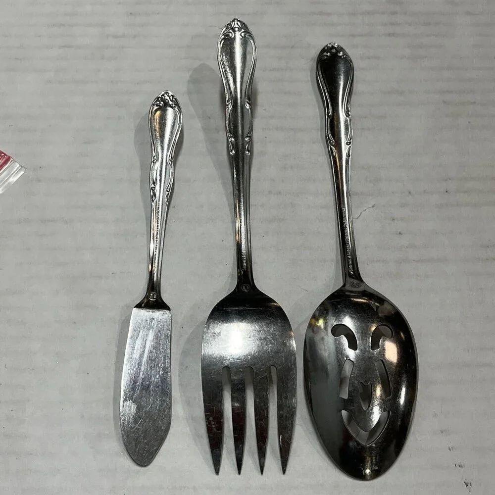 Oneida Homestead Simeon L & George H. Rogers Stainless Serving Set 3 Pieces‎